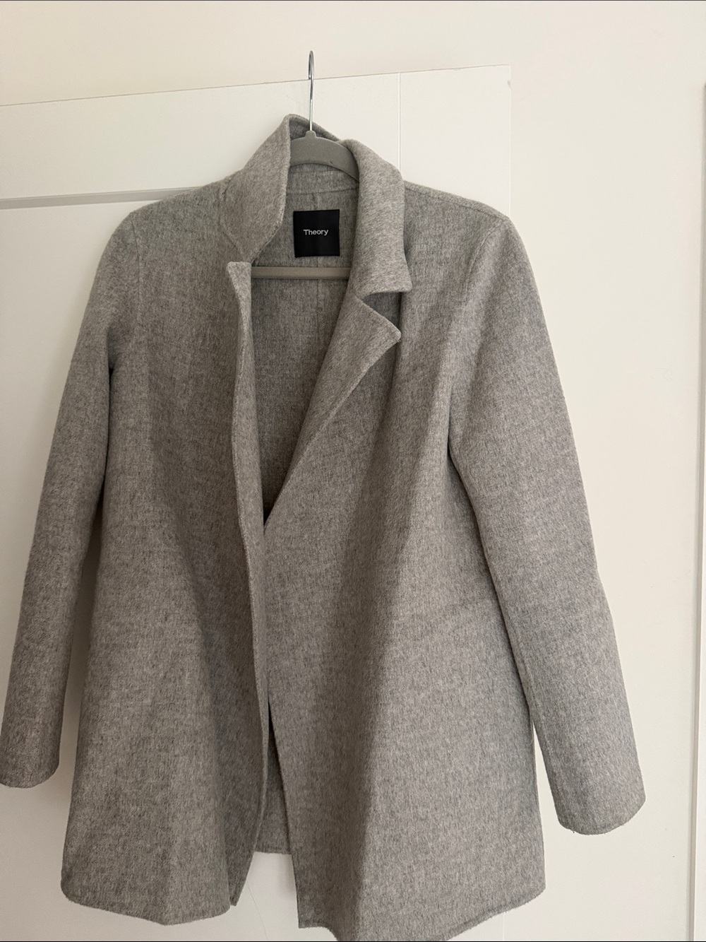 Theory Light Gray Open-Front Wool Blend Blazer